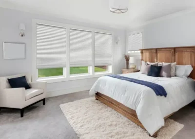 roller shades large window bright bedroom
